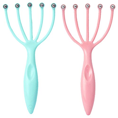 Product Cover Scalp Massager, Protable Hand Held SPA Head Massager for Deep Relaxation & Stress Reduction in The Office Home SPA Father's Day and Mother's Day Gifts Pink+Blue(2-Pack)