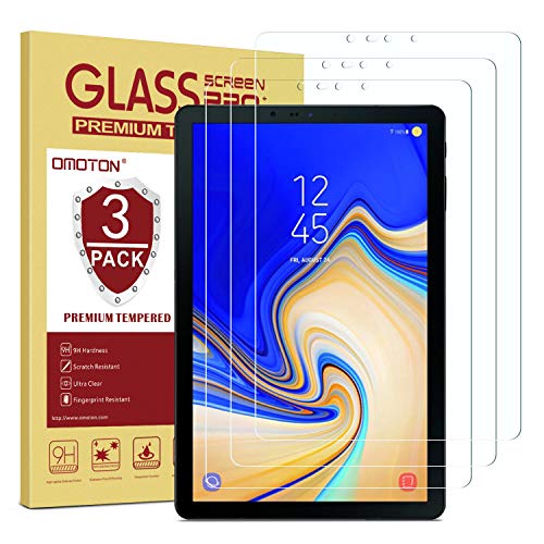 Product Cover OMOTON[3 Pack] Screen Protector for Samsung Galaxy Tab S4 10.5 inch, Tempered Glass/High Definition/Bubble Free Screen Protector for Tab S4 10.5 inch (SM-T830 / SM-T837 / SM-T835) 2018 Released