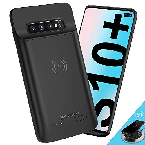 Product Cover NEWDERY Upgraded Samsung Galaxy S10 Plus Battery Case Qi Wireless Charging Compatible, 5000mAh Slim Rechargeable Portable External Charger Case Compatible for Samsung Galaxy S10+ (6.4 Inches Black)