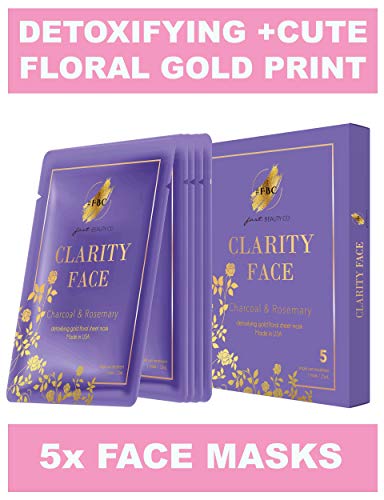 Product Cover Fast Beauty Clarity Box Detoxifying Gold Floral Face Sheet Masks With Charcoal & Rosemary, 5Count