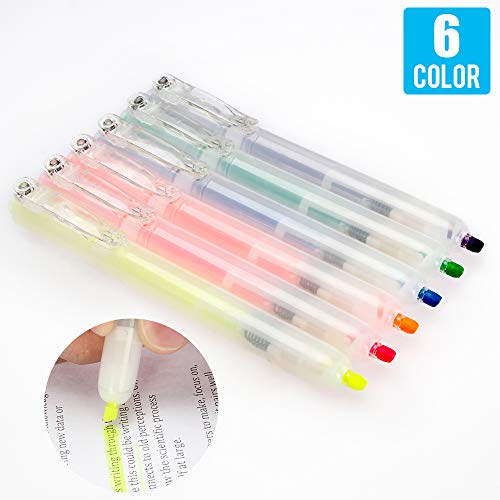 Product Cover [6 Color] Assorted Retractable Design Highlighters, One Hand Operation
