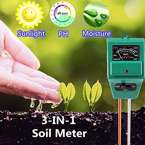 Product Cover Soil Meter Moisture Sensor, 3-in-1 Soil Tester Light pH Testing Gardening Tool Kits for Plant Care Garden, Lawn, Farm, Plants, Indoor & Outdoor (No Battery Need & 2019 Update)