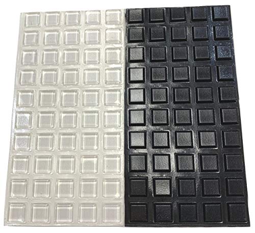 Product Cover Pack of 100 Square Adhesive Bumper Pads (Clear, Black Combo) - Made in USA - ½