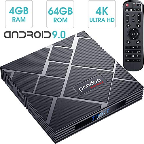 Product Cover pendoo Android 9.0 TV Box 4GB RAM 64GB ROM, X10 MAX Android TV Box RK3318 Quad-Core 64Bits Dual WiFi 2.4G/5G Bluetooth 3D 4K Ultra HD H.265 USB 3.0 Android Box
