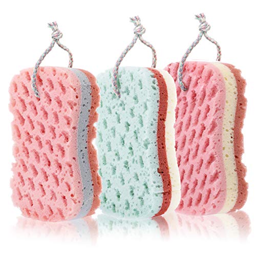 Product Cover Chinco 3 Pieces Bath Sponge Shower Sponge Soothing Body Sponge for Cleaning Exfoliating
