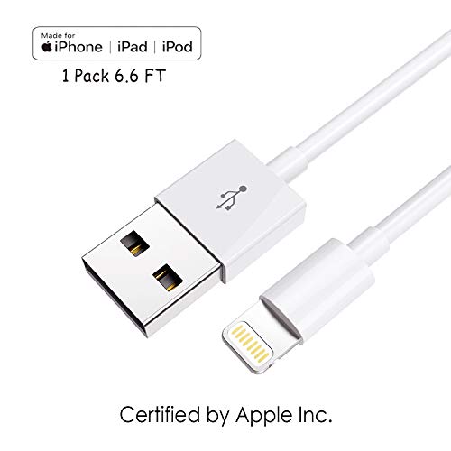 Product Cover Apple iPhone/iPad Charging/Charger Cord Lightning to USB Cable[Apple MFi Certified] for iPhone X/8/7/6s/6/plus/5s/5c/SE,iPad Pro/Air/Mini,iPod Touch(White 6.6FT/2M) Original Certified