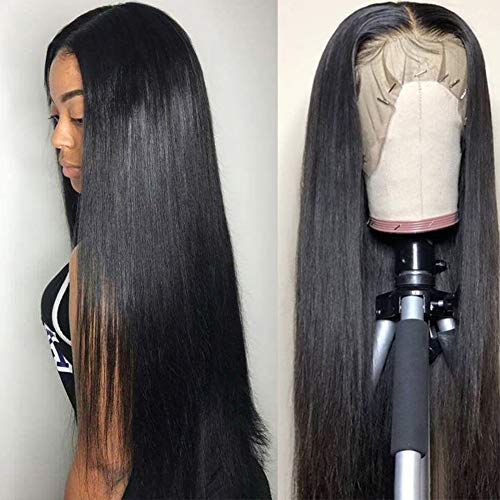 Product Cover Subella Hair 9A Lace Front Wigs Human Hair with Baby Hair 150% Density Brazilian Straight Human Hair Wigs for Black Women Natural Color (20inch)