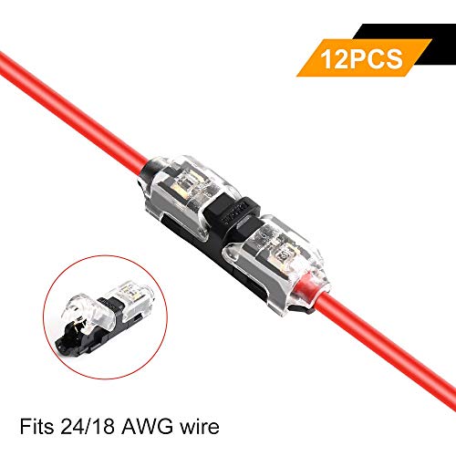 Product Cover Low Voltage Wire Connectors, TYUMEN 12pcs 1 Pin 1 Way Universal Compact Wire I Tap Terminals, No Wire-Stripping Required, Toolless Wire Connectors, Quick Splice Wire Wiring Connector for AWG 20-24