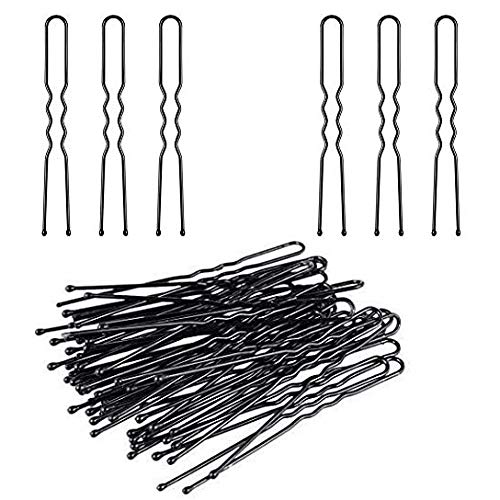 Product Cover DNHCLL 100PCS Black Metal U-Shape Bobby Pins Curved Bun Hair Clip,Special Hair Pin Of The Studio for Girls Women and Hairdressing Salon,Is Used To Add Coarse Fixed Tool