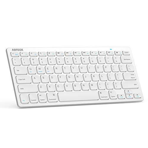 Product Cover Arteck Ultra-Slim Bluetooth Keyboard Compatible with iPad 10.2-inch/iPad Air/iPad 9.7-inch/iPad Pro/iPad Mini, iPhone and Other Bluetooth Enabled Devices Including iOS, Android, Windows Silver