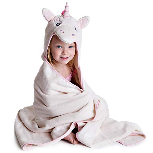 Product Cover Little Tinkers World Premium Hooded Towel for Kids | Unicorn Design | Ultra Soft and Extra Large | 100% Cotton Bath Towel with Hood for Girls