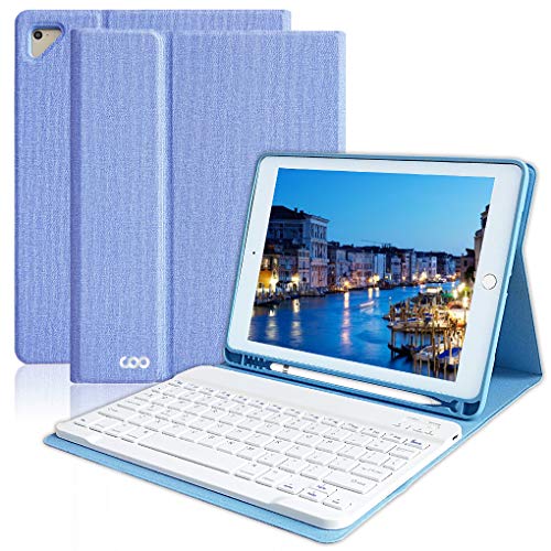 Product Cover iPad Keyboard Case 6th Gen for 9.7 iPad Pro 2018/2017 (5th Gen), iPad Air 2/Air, Wireless Bluetooth Detachable Protective Cover with Pencil Holder, Smart Auto Sleep-Wake (Sky Blue)
