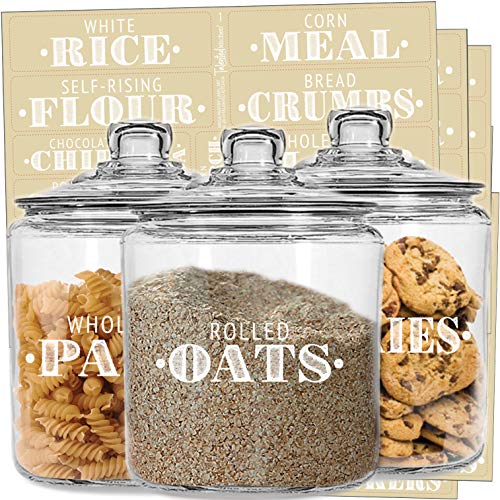 Product Cover Talented Kitchen 144 White Farmhouse Pantry Labels - White Pantry Label Sticker Ingredients. Water Resistant, Food Jar Labels. Jar Decals for Pantry Organization Storage (Set of 144 - White Farmhouse)