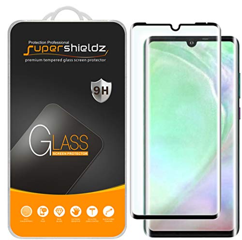 Product Cover (2 Pack) Supershieldz for Huawei (P30 Pro) Tempered Glass Screen Protector, (Full Cover) (3D Curved Glass) Anti Scratch, Bubble Free (Black)