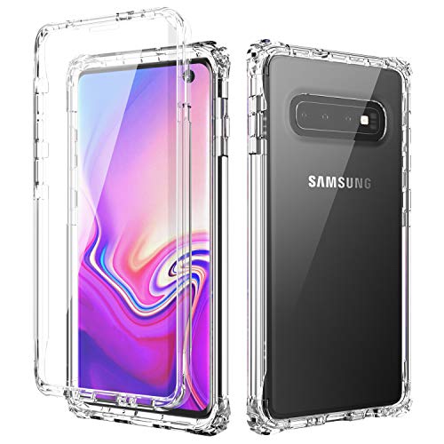 Product Cover SKYLMW Case for Galaxy S10 6.1 inch,Dual Layer Shockproof Protective Hard Plastic & Soft TPU Sturdy Armor High Impact Resistant Cover for Galaxy S10 2019 for Men/Women/Girls/Boys,Clear