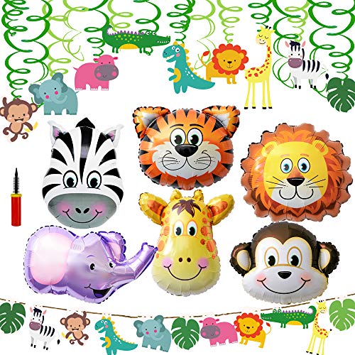 Product Cover Supla VBS Safari Jungle Animals Hanging Decorations Green Safari Party Forest Animal Theme Supplies for Baby Shower Kids 1st Birthday Nursery School Classroom Bedroom Bathroom Table Ceiling Decor