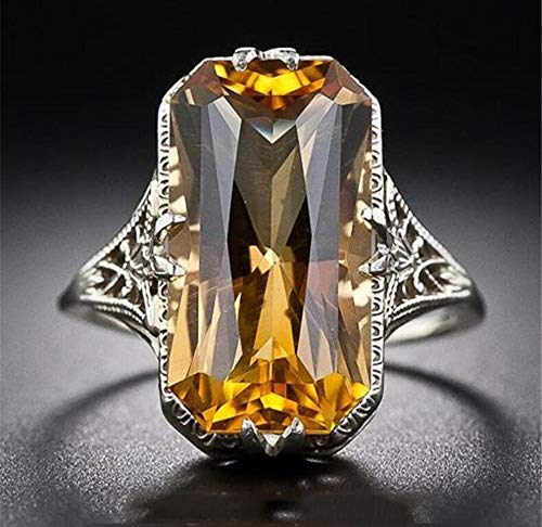 Product Cover Aimys Vintage Women 925 Sliver Ring Citrine Natural Party Wedding Engagement Jewelry Cocktail Party Bridal Engagement Hollow Engraving Band (8)