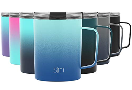 Product Cover Simple Modern 12oz Scout Coffee Travel Mug Tumbler w/Clear Flip Lid - Cup Vacuum Insulated Camping Flask with Lid 18/8 Stainless Steel Hydro Ombre: Pacific Dream