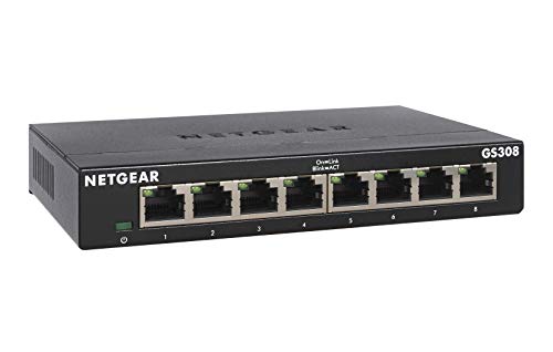 Product Cover NETGEAR 8-Port Gigabit Ethernet Unmanaged Switch, Desktop, Internet Splitter, Sturdy Metal, Fanless, Plug-and-Play (GS308)