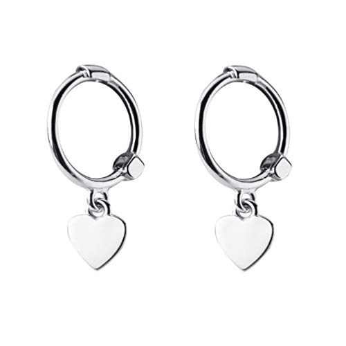 Product Cover Tiny Love Heart Dangle Small Hoop Earrings for Women Teen Girls S925 Sterling Silver Cartilage Cute Sleeper Dainty Huggie Hoops Jewelry Gifts