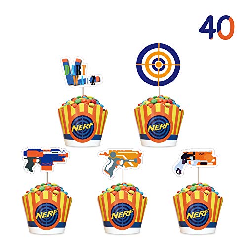 Product Cover Cupcake Toppers for Nerf Cupcake Toppers Liners Set Wrappers Cake Decorations for Children