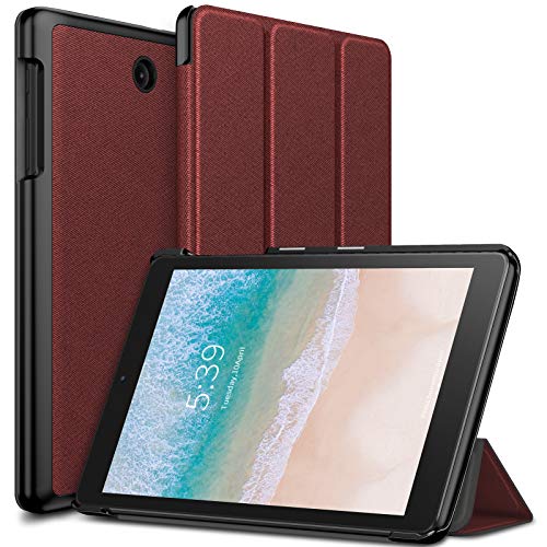 Product Cover Infiland T-Mobile Alcatel Joy Tab 8/ Alcatel 3T 8 Tablet Case, Tri-Fold Cover Compatible with T-Mobile Alcatel Joy Tab 8-inch 2019 Release/Alcatel 3T 8-inch 2018 Released Tablet, Dark Red
