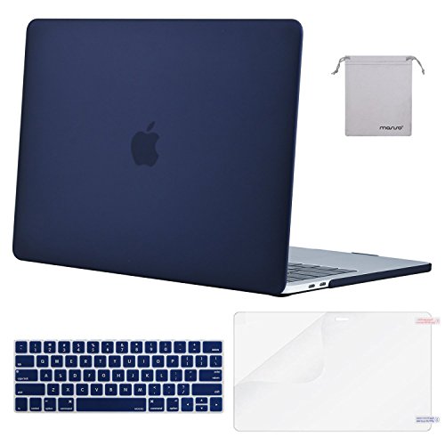 Product Cover MOSISO MacBook Pro 13 inch Case 2019 2018 2017 2016 Release A2159 A1989 A1706 A1708, Plastic Hard Shell &Keyboard Cover &Screen Protector &Storage Bag Compatible with MacBook Pro 13, Navy Blue