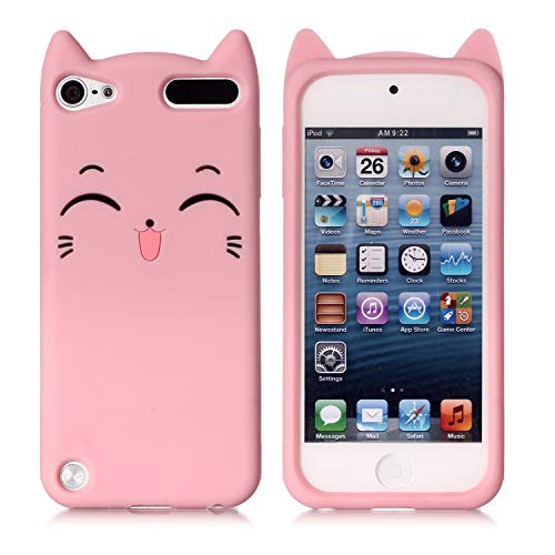 Product Cover iPod Touch 5 Case, iPod Touch 6 Case, Fashion Cute 3D Pink Meow Party Cat Kitty Kids Girls Lady Protective Cases Soft Case Skin for Apple iPod Touch 6th and iPod Touch 5