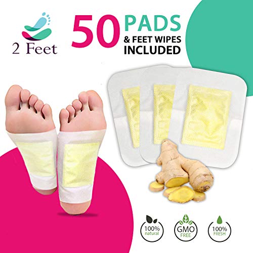 Product Cover Premium Natural Foot Pads | 50 Patches + Foot Wipes | Organic Ingredients | Stress Relief, Sleep Better, Soothing Aches and Pains, Increased Energy, Enhanced Mental Function, Odor Eliminator, Ginger