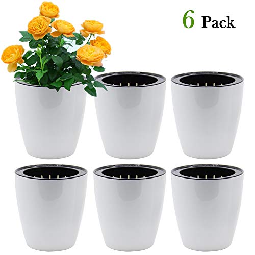 Product Cover SAND MINE Self Watering Planter White Flower Pot (6, XL)