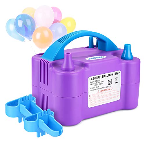Product Cover AGPTEK Electric Air Balloon Pump, 110V 600W Purple Portable Dual Nozzle Inflator/Blower for Party Decoration,with 2 Balloon Tying Tool