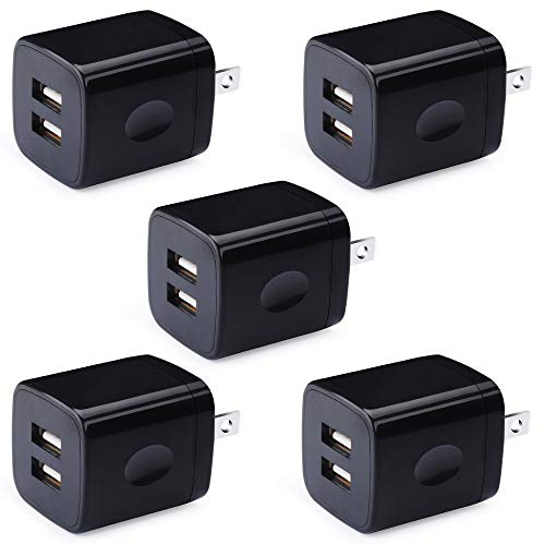 Product Cover Phone Charger Box, HUHUTA 5 Pack 2.1A Universal USB Wall Charger Plug Cube Power Adapter Replacement for iPhone, iPad, Samsung Galaxy S10/S9/Note 9, LG, Pixel, Moto, Google, HTC
