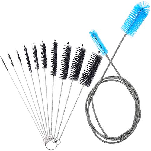 Product Cover Aquarium Filter Brush Set, Flexible Double Ended Bristles Hose Pipe Cleaner with Stainless Steel Long Tube Cleaning Brush and 10 Pcs Different Sizes Bristles Brushes for Fish Tank or Home Kitchen