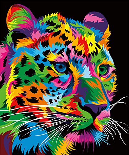 Product Cover iFymei DIY Oil Painting Kit , Paint by Numbers for Adults & Kids & Beginner , 16 x 20 inch Canvas & Acrylic Paints - Colorful Leopard