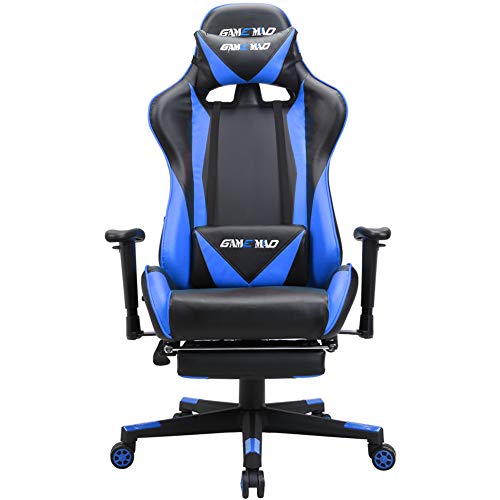 Product Cover GAMEMAD High Back PU Leather Swivel Gaming Chair with Adjustable Lumbar Support Headrest Racing Office Chair (Blue)