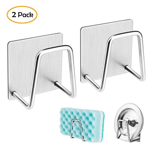 Product Cover NEXCURIO Adhesive Sponge Holder Sink Caddy for Kitchen Accessories - SUS304 Stainless Steel Rust Proof Waterproof, Quick Drying (2 Pack)
