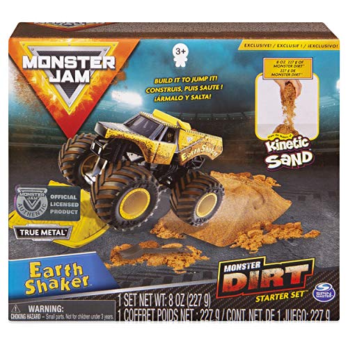 Product Cover Monster Jam, Earth Shaker Monster Dirt Starter Set, Featuring 8oz of Monster Dirt & Official 1: 64 Scale Die-Cast Truck