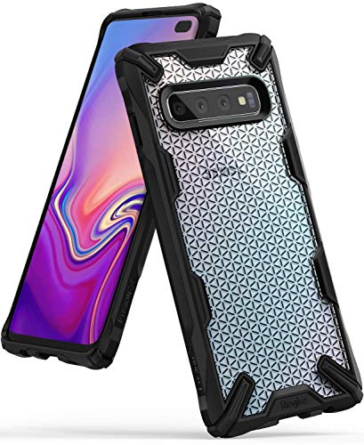 Product Cover Ringke Fusion X Design DDP Compatible with Galaxy S10 Plus Case Semi-Opaque PC Back with TPU Bumper Stylish Protection Cover for Galaxy S10 Plus (2019) - Hexagon Black