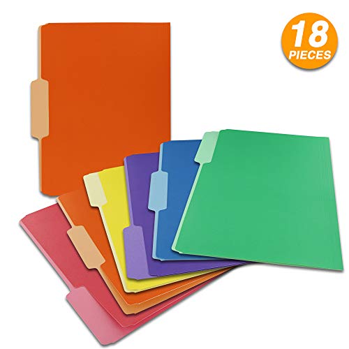 Product Cover Emraw 1/3 Cut Letter Size Color File Folder with 3 Tab Position Legal Document Organizer Designed for Home, Office, School, Classroom and More - Assorted Colors - 6 Per Pack (Pack of 3)