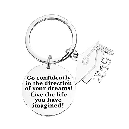 Product Cover 2019 Graduation Gifts Keychain for Boys Girls, Inspirational Gifts Keychain-Go Confidently in The Direction of Your Dreams Live The Life You Have Imagined (Style 1)