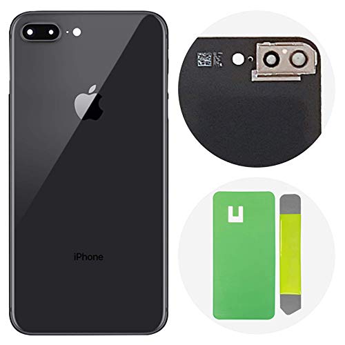 Product Cover Best OEM iPhone 8 Plus Back Glass Cover Battery Door Replacement w/Adhesive, Installed Camera Frame w/Lens (Space Grey)