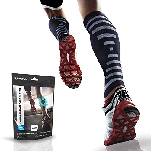 Product Cover PowerLix Calf Compression Sleeve (Pair) - Supreme Shin Splint Sleeves for Men & Women - Perfect for Your Calves for Running, Ultimate Support for Leg Pain Relief and Recovery - 20-30 mmHg