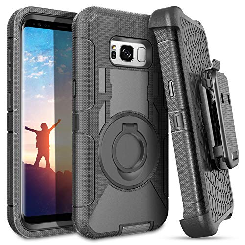 Product Cover S8 Plus Case,Galaxy S8 Plus Case,BENTOBEN Ring Kickstand Belt Clip Holster,Shockproof Heavy Duty Rugged Hybrid Bumper Full Body Protective Case for Samsung Galaxy S8 Plus(6.2 inch)for Men/Boys, Black