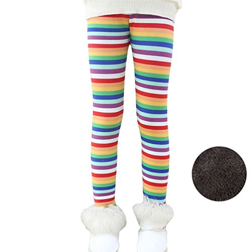 Product Cover Rysly Girls Winter Thick Warm Long Pants Printing Fleece Lined Leggings