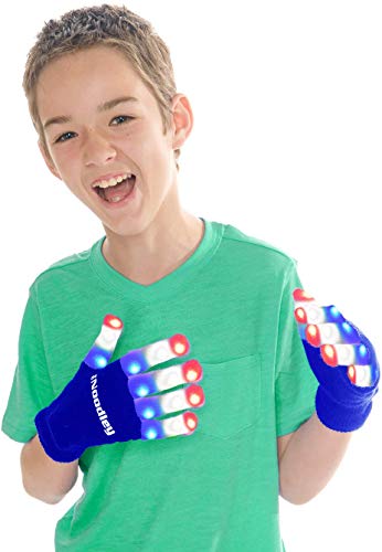 Product Cover The Noodley Flashing LED Finger Light Gloves with Extra Batteries - Kids and Teen Sized Ages 13 and up (Large, Blue)