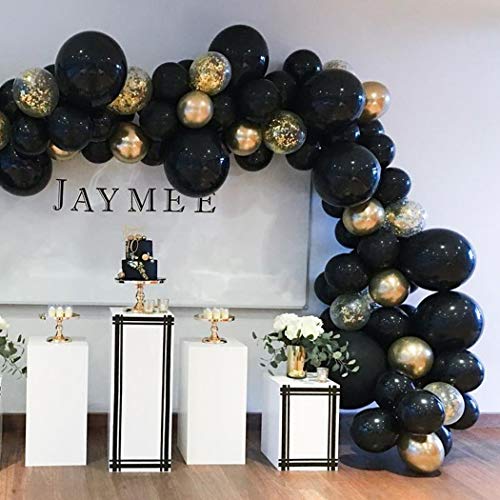Product Cover Beaumode DIY Black&Gold Balloon Garland Arch Kit 82pcs Balloons for Countdown Birthday New Year's Eve Backdrop Bachelorette Wedding Party Centerpiece Graduation Anniversary Party Decoration