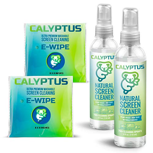Product Cover Calyptus Screen Cleaner Kit | Safe for Cleaning Digital Screen, Smart Phone, Tablet, iPad | Alcohol, Ammonia, VOC Free | 100% Natural, Plant Based, Non-Toxic | 8 Oz + 2X Calyptus E-Wipes