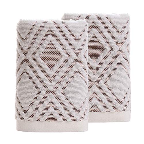 Product Cover Pidada Hand Towels Set of 2 100% Cotton Diamond Pattern Highly Absorbent Soft Towel for Bathroom 13 x 29.5 Inch (Beige)