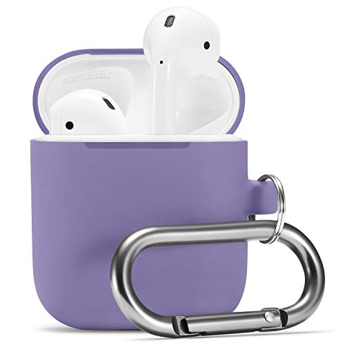 Product Cover Airpods Case, Airpod Silicone Skin Cases Cover by Camyse, Full Protective Durable Shockproof with Keychain Compatible with Apple Airpods 2 & 1 Charging Case,Airpods Accesssories (Pastel Purple)