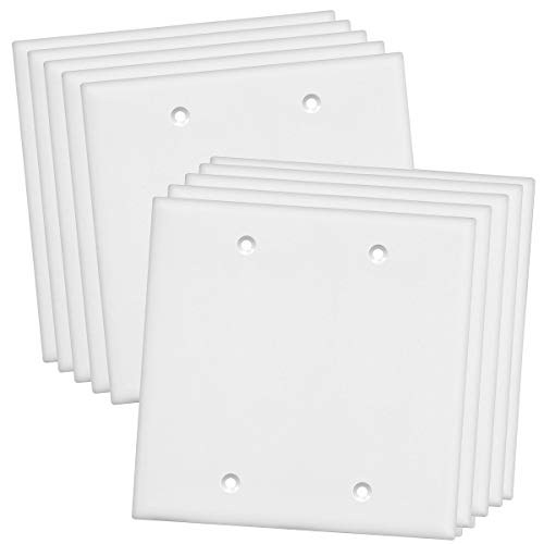 Product Cover Enerlites Blank Wall Plate, Standard Size, Polycarbonate Thermoplastic, 8802-W-10PCS, White 2-Gang 10 Pack